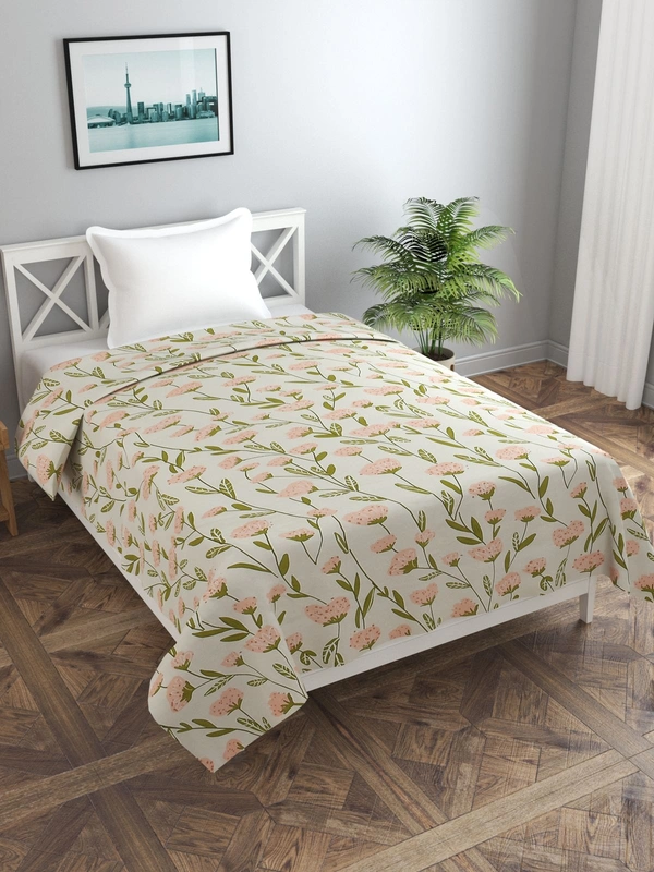 MORADO Glace Cotton Single Bed Size Quilt Cover / Duvet Cover / Rajai Cover / Blanket Cover With Zipper (60x90 Inches) - 60x90 Inches, Offwhite