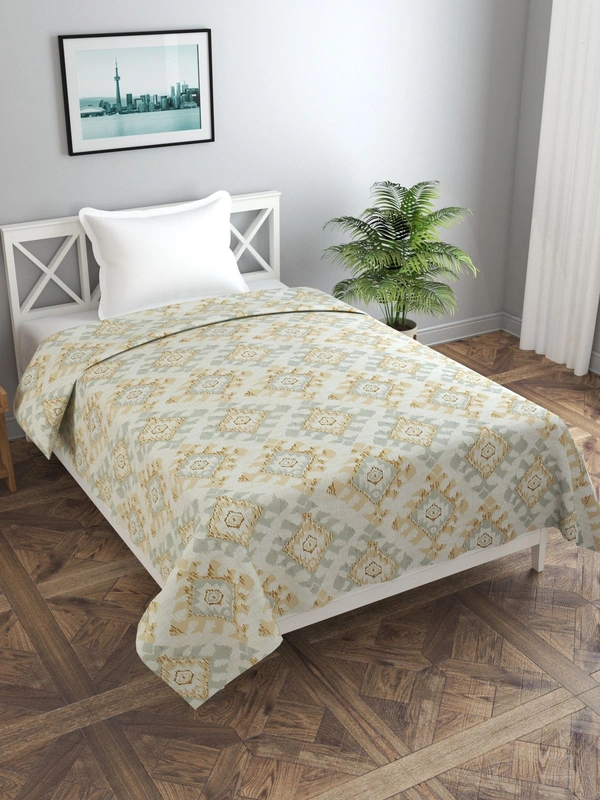 MORADO Glace Cotton Single Bed Size Quilt Cover / Duvet Cover / Rajai Cover / Blanket Cover With Zipper (60x90 Inches) - 60x90 Inches, Offwhite