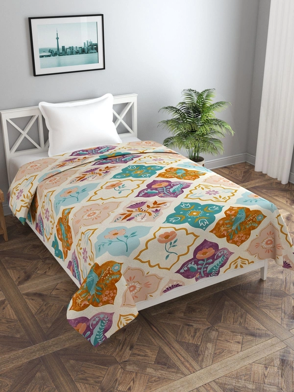 MORADO Glace Cotton Single Bed Size Quilt Cover / Duvet Cover / Rajai Cover / Blanket Cover With Zipper (60x90 Inches) - 60x90 Inches, Purple