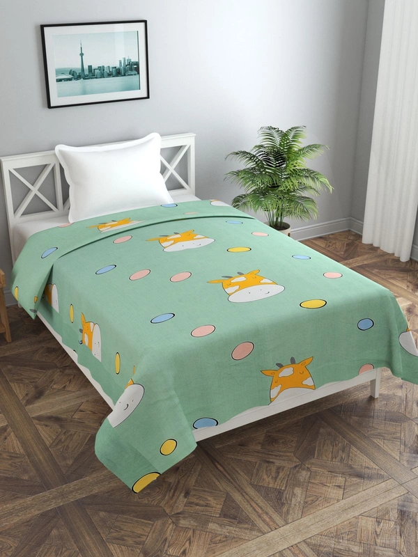 MORADO Glace Cotton Single Bed Size Quilt Cover / Duvet Cover / Rajai Cover / Blanket Cover With Zipper (60x90 Inches) - 60x90 Inches, Green