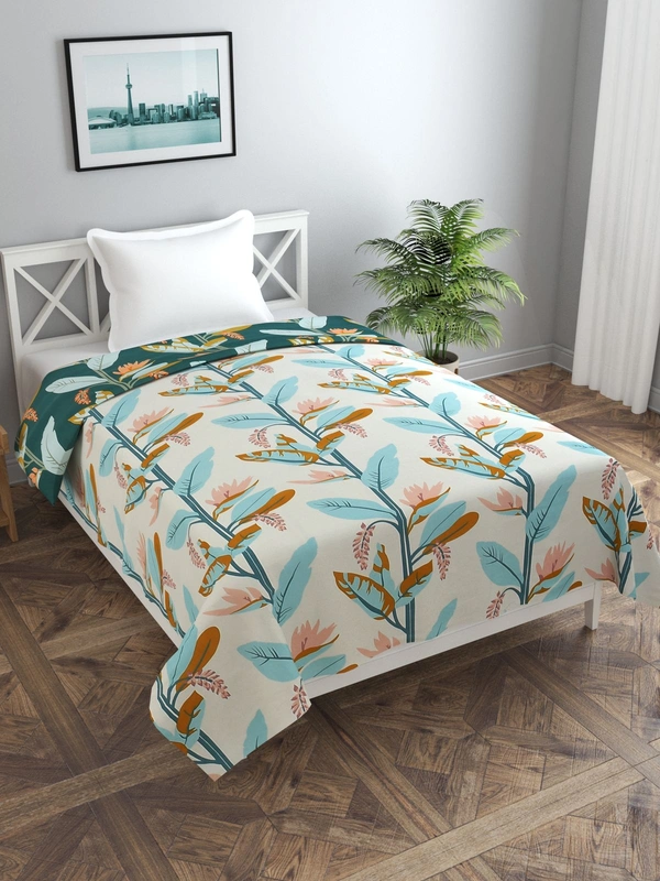 MORADO Glace Cotton Single Bed Size Reversible Quilt Cover / Duvet Cover / Rajai Cover / Blanket Cover with Zipper (60x90 Inches) - Green