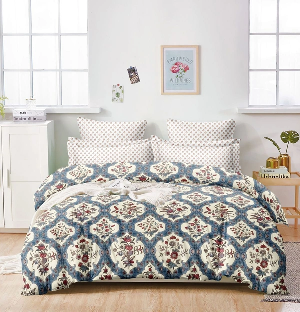 MORADO Glace Cotton Single Bed Size Reversible Quilt Cover / Duvet Cover / Rajai Cover / Blanket Cover With Zipper (60x90 Inches) - 60x90 Inches, Blue