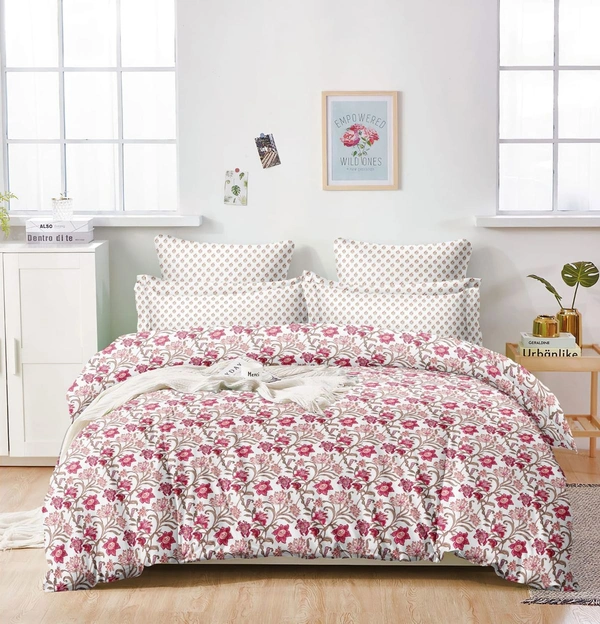 MORADO Glace Cotton Double Bed Reversible Quilt Cover / Duvet Cover / Rajai Cover / Blanket Cover With Zipper (90x100 Inches) - 90x100 Inches, Pink