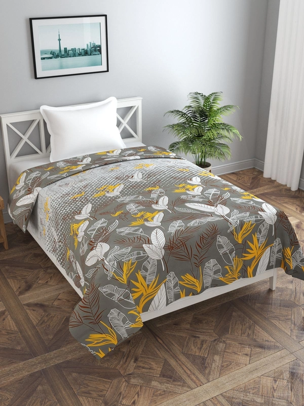 MORADO Glace Cotton Single / Duvet Cover / Rajai Cover / Blanket Cover with Zipper (60x90 Inche, Charcol) - Grey