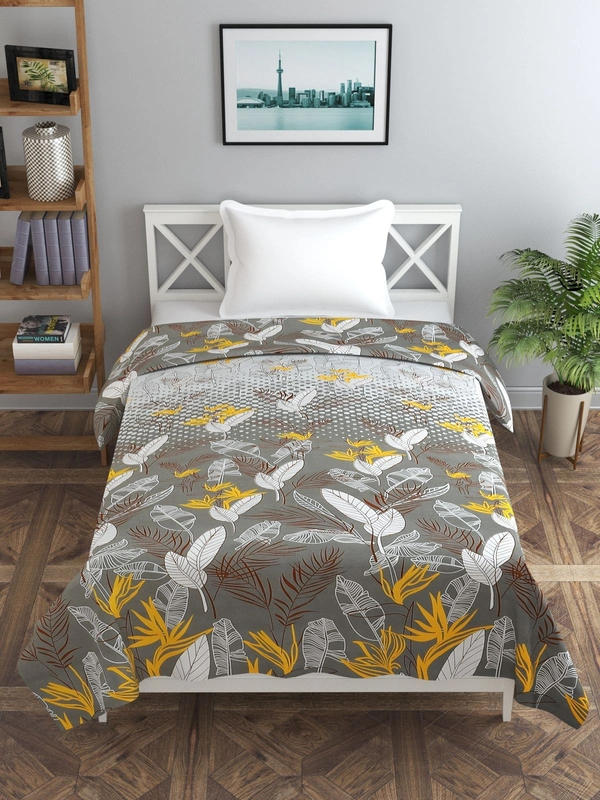 MORADO Glace Cotton Single / Duvet Cover / Rajai Cover / Blanket Cover with Zipper (60x90 Inche, Charcol) - Grey