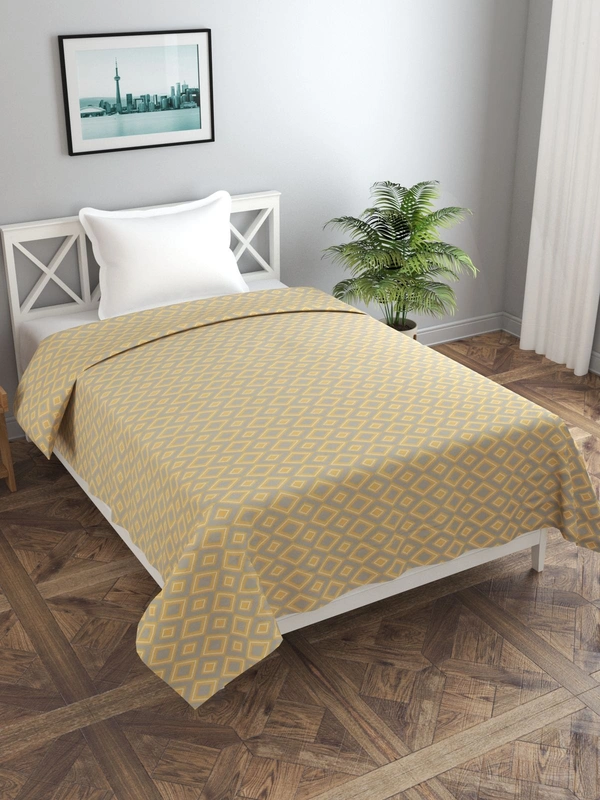 MORADO Glace Cotton Single / Duvet Cover / Rajai Cover / Blanket Cover with Zipper (60x90 Inches, Beige) - Yellow