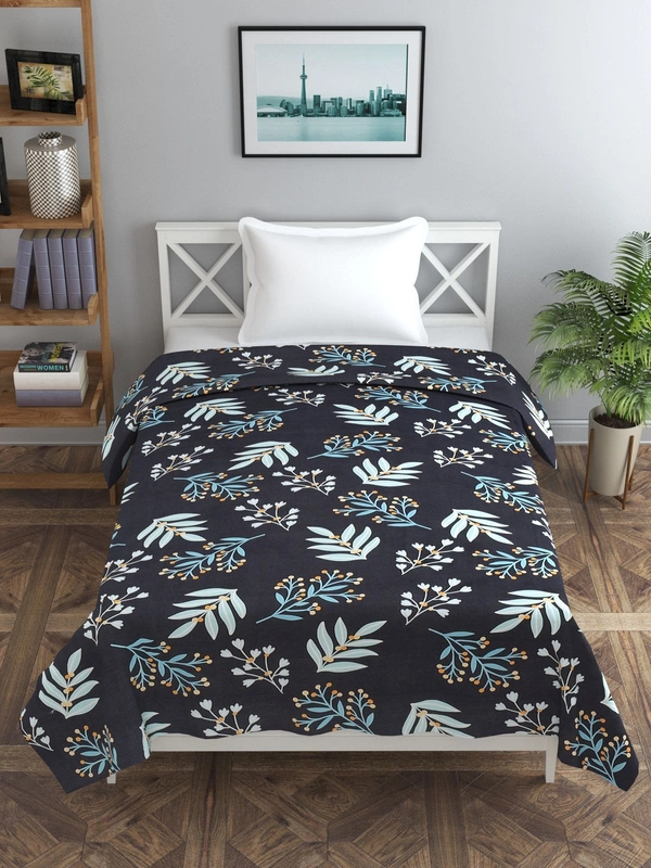 MORADO Glace Cotton Single / Duvet Cover / Rajai Cover / Blanket Cover with Zipper (60x90 Inches, Black) - Blue