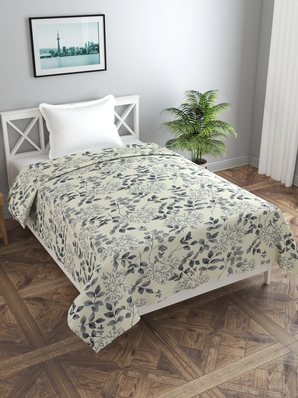 MORADO Glace Cotton Single / Duvet Cover / Rajai Cover / Blanket Cover with Zipper (60x90 Inches, Offwhite Black) - 60x90 Inches, Offwhite