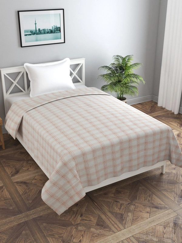MORADO Glace Cotton Single Duvet Cover/Rajai Cover/Blanket Cover with Zipper (60x90 Inch, Brown Net) - 60x90 Inches, Brown