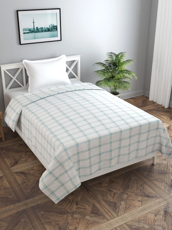 MORADO Glace Cotton Single Duvet Cover/Rajai Cover/Blanket Cover with Zipper (60x90 Inch, Green Net) - 60x90 Inches, Green