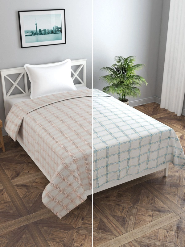 MORADO Glace Cotton Single Duvet Cover/Rajai Cover/Blanket Cover with Zipper (60x90 Inch, Brown Green) - 60x90 Inches, Brown Green