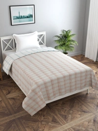 MORADO Glace Cotton Single Duvet Cover/Rajai Cover/Blanket Cover with Zipper (60x90 Inch, Brown Green) - 60x90 Inches, Brown Green