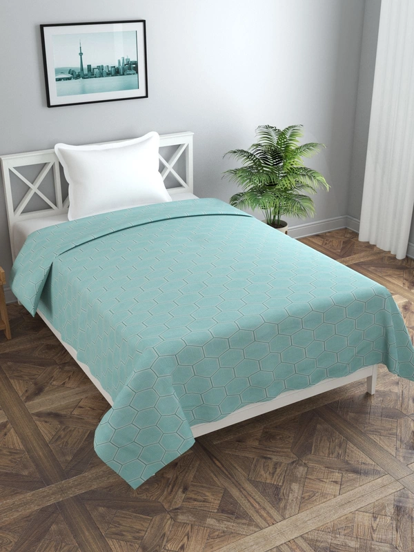MORADO Glace Cotton Single Duvet Cover/Rajai Cover/Blanket Cover with Zipper (60x90 Inch, Green Hexagon) - 60x90 Inches, Green