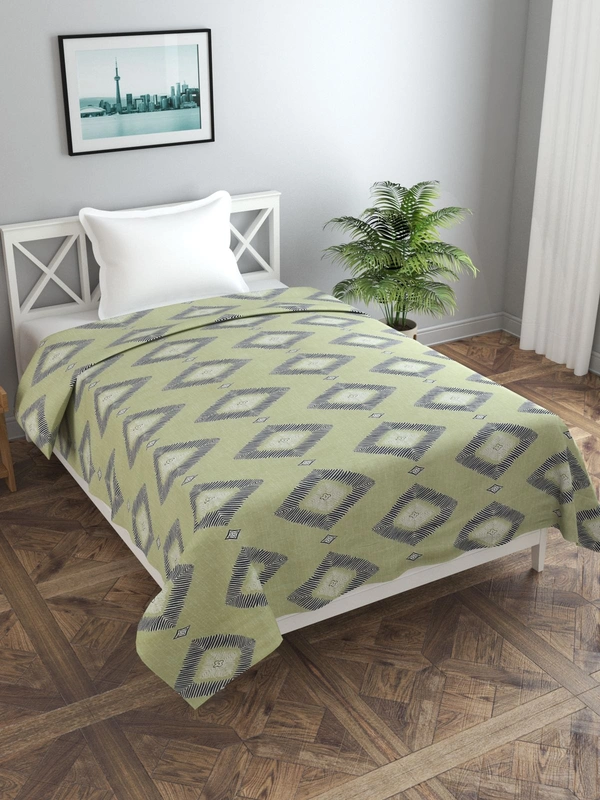 MORADO Glace Cotton Single Duvet Cover/Rajai Cover/Blanket Cover with Zipper (60x90 Inch, Dark Green) - 60x90 Inches, Green