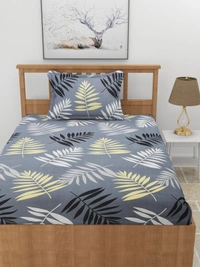 MORADO Premium Glace Cotton Single Bedsheet with 1 King Size Pillow Cover (60x90 Inches) - Grey