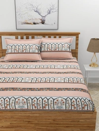 MORADO Premium Glace Cotton Elastic Fitted Double Bedsheet with 2 Pillow Covers (72x78x10 Inches, Carrot) - 72x78x10 Inches, Rust