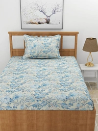 MORADO Premium Glace Cotton 210 TC Elastic Fitted Single Bedsheet with 1 Pillow Cover (36x72x8 Inches) - 36x72x8 Inches
