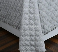 MORADO Premium Glace Cotton Quilted Bed Cover with 2 Quilted Pillow Covers with Beautiful Bubble Lace on Border - 90x100 Inches Light Grey - 90x100 Inches, Light Grey