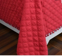 MORADO Premium Glace Cotton Quilted Bed Cover with 2 Quilted Pillow Covers with Beautiful Bubble Lace on Border - 90x100 Inches, Maroon - 90x100 Inches, Maroon