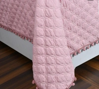 MORADO Premium Glace Cotton Quilted Bed Cover with 2 Quilted Pillow Covers with Beautiful Bubble Lace on Border - 90x100 Inch, Onion Pink - 90x100 inches, Onion Pink