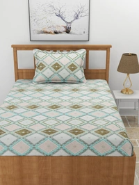 MORADO Premium Glace Cotton Single Bedsheet With 1 King Size Pillow Cover (60x90 Inches) - 60x90 Inches, Multicolor