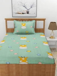 MORADO Premium Glace Cotton Single Bedsheet With 1 King Size Pillow Cover (60x90 Inches) - 36x72x8 Inches