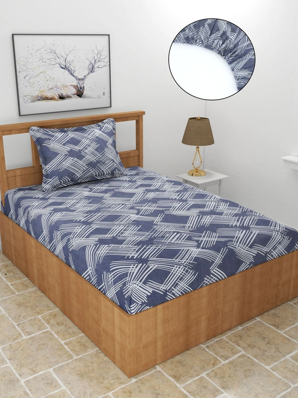 MORADO Premium Glace Cotton Single Bedsheet With 1 King Size Pillow Cover (60x90 Inches) - 36x72x8 Inches