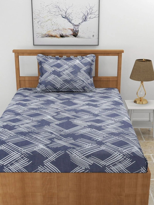 MORADO Premium Glace Cotton Single Bedsheet With 1 King Size Pillow Cover (60x90 Inches) - 36x72x8 Inches