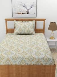 MORADO Premium Glace Cotton Single Bedsheet With 1 King Size Pillow Cover (60x90 Inches) - 36x72x8 Inches