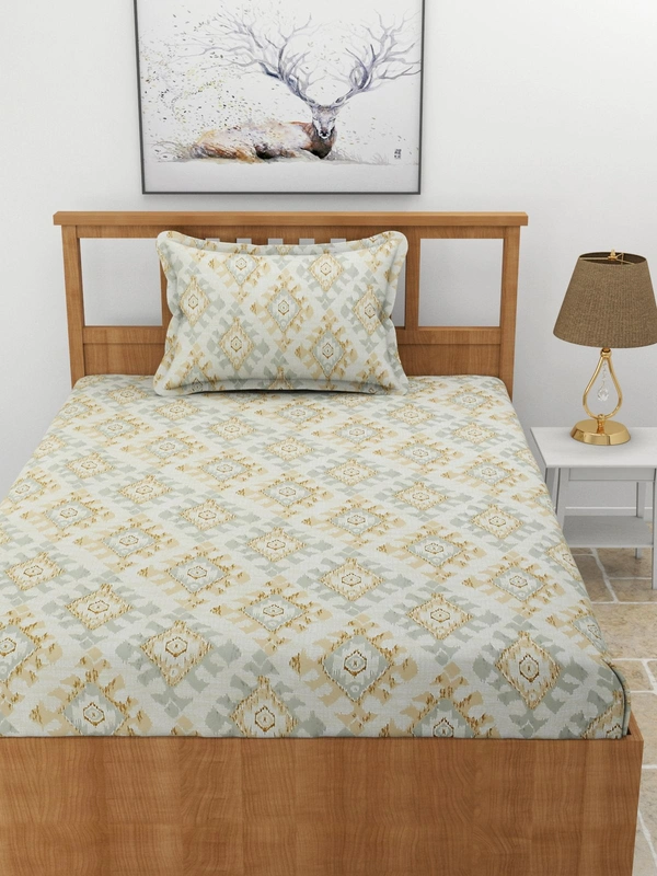 MORADO Premium Glace Cotton Single Bedsheet With 1 King Size Pillow Cover (60x90 Inches) - 36x72x8 Inches