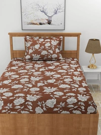 MORADO Premium Glace Cotton Single Bedsheet With 1 King Size Pillow Cover (60x90 Inches) - 36x72x8 Inches
