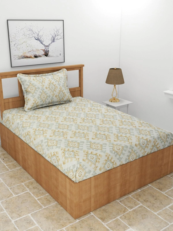 MORADO Premium Glace Cotton Single Bedsheet With 1 King Size Pillow Cover (60x90 Inches) - 60x90 Inches