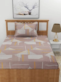 MORADO Premium Glace Cotton Single Bedsheet With 1 King Size Pillow Cover (36x72x8 Inches) - 36x72x8 Inches, Brown