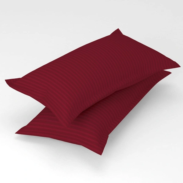 MORADO Premium Glace Cotton Stripe Double Bedsheet With 2 King Size Pillow Covers for Home-Hotels-Guest House (108x108 Inches) - 108x108 Inches, Maroon