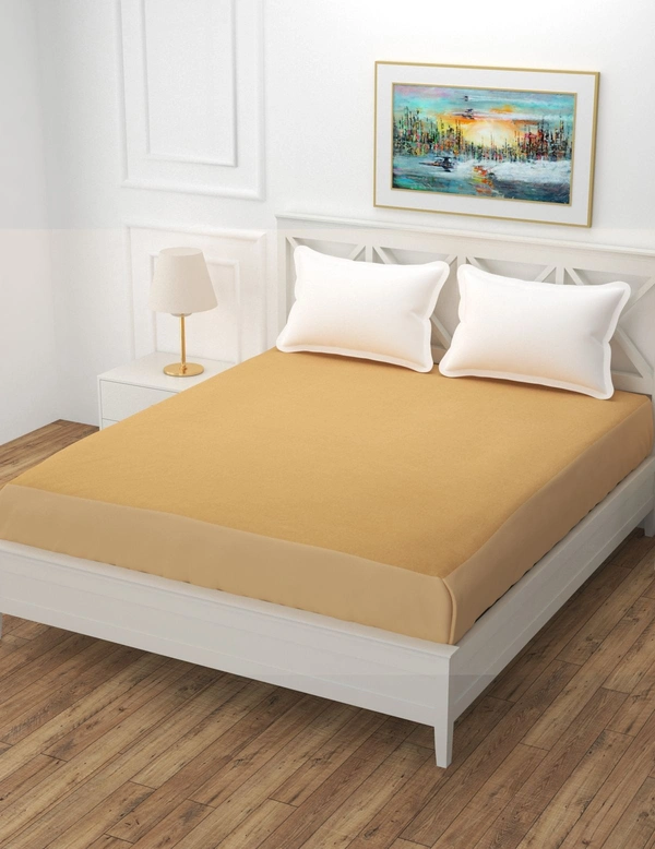 MORADO Water Resistant Terry Cotton Queen/King Size Elastic Fitted Mattress Protector (75x78x12 Inches - Fits Up To 12 Inches Mattress), Beige - 75x78x12 Inches, Beige