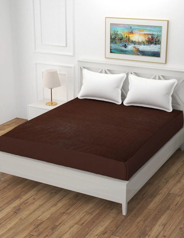 MORADO Water Resistant Terry Cotton Queen/King Size Elastic Fitted Mattress Protector (75x78x12 Inches - Fits Up To 12 Inches Mattress), Brown - 75x78x12 Inches, Brown