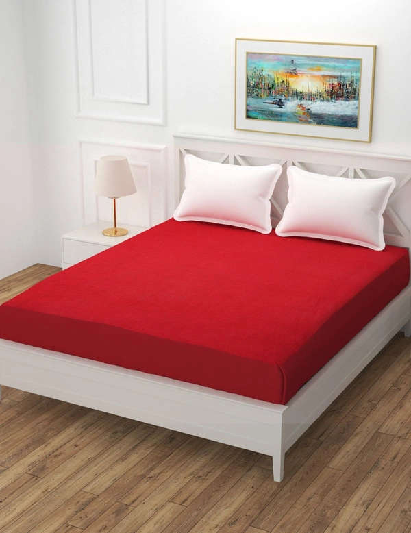 MORADO Water Resistant Terry Cotton Queen/King Size Elastic Fitted Mattress Protector (75x78x12 Inches - Fits Up To 12 Inches Mattress), Maroon - 75x78x12 Inches, Maroon