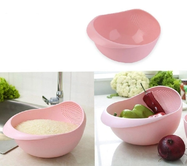 MULTI-FUNCTION WITH INTEGRATED COLANDER MIXING BOWL WASHING RICE, VEGETABLE AND FRUITS DRAINER BOWL-SIZE: 21X17X8.5CM