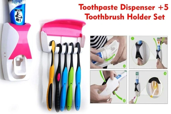 Automatic Toothpaste Dispenser & Tooth Brush Holder with Tooth Brush