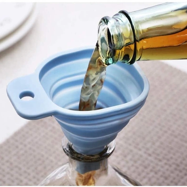 Flexible Silicone Foldable Kitchen Funnel for Liquid/Powder Transfer Hopper Food (Small)