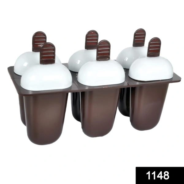 Plastic Ice Candy Maker Kulfi Maker Moulds Set with 6 Cups (Multicolour)