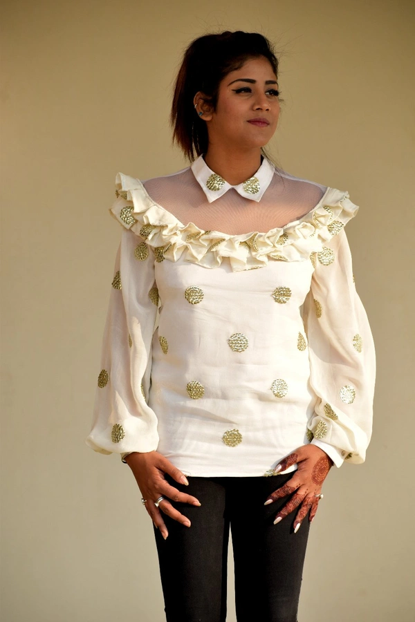 Bakteria  Sequin Motif Embellished Top  - White, M