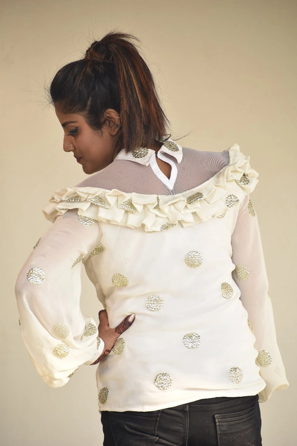 Bakteria  Sequin Motif Embellished Top  - White, L