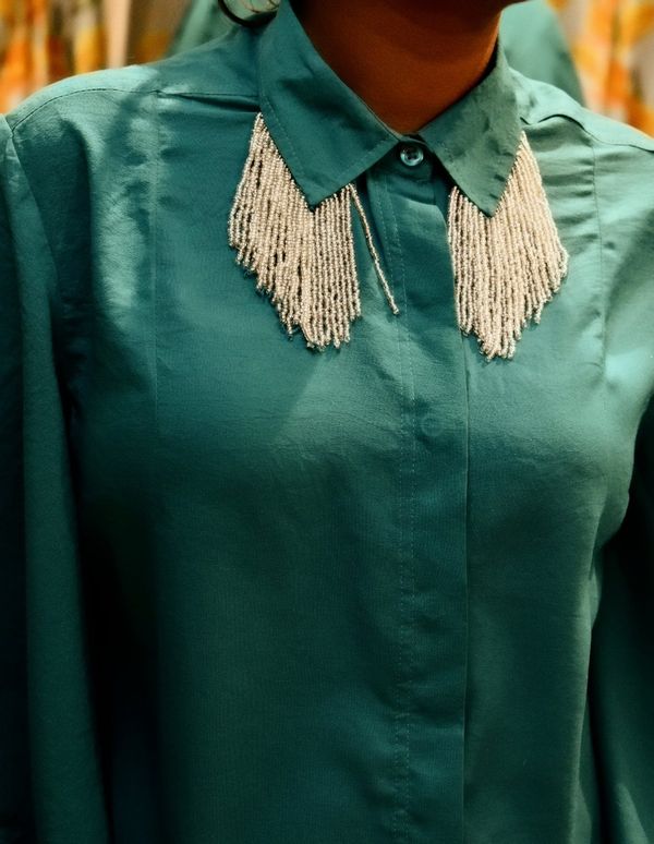 Bakteria  Necklace Collar shirt - S, Fun Green