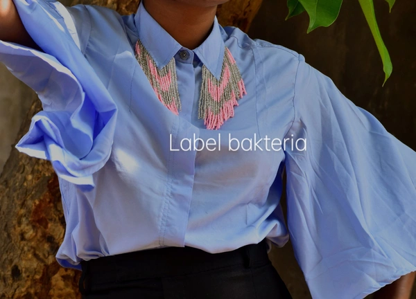 Bakteria  Necklace Collar Shirt (Dual Tone Beads) - Jordy Blue, L