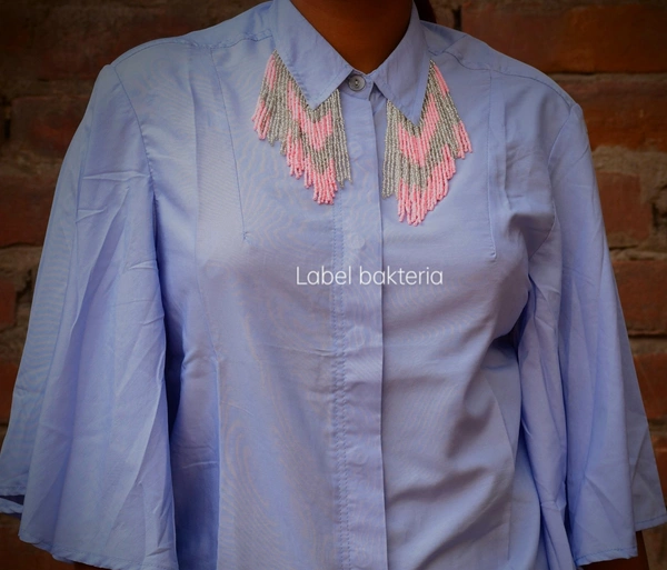 Bakteria  Necklace Collar Shirt (Dual Tone Beads) - Jordy Blue, L