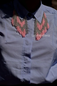 Bakteria  Necklace Collar Shirt (Dual Tone Beads) - Jordy Blue, L