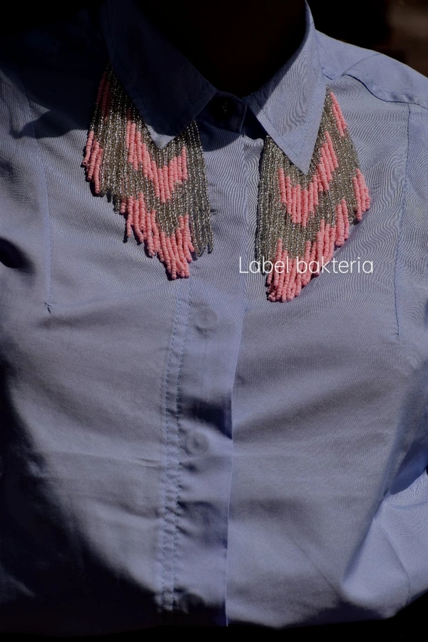 Bakteria  Necklace Collar Shirt (Dual Tone Beads) - Jordy Blue, L