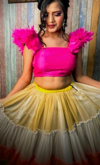 Bakteria  Feather Shoulder Rop - Magenta / Fuchsia, M