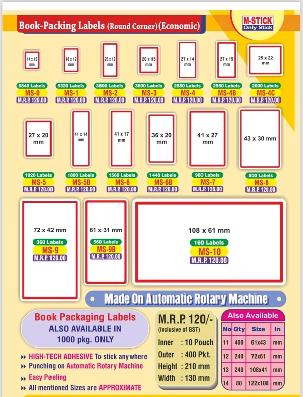 Price Label Sticker M-Stick (10pc Pack) - No-1